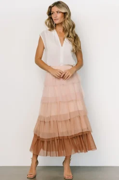 Baltic Born skirts|Marlene Tulle Ruffle Skirt | Natural + Rosy Brown