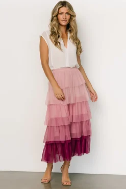 Baltic Born skirts|Marlene Tulle Ruffle Skirt | Natural + Rosy Brown
