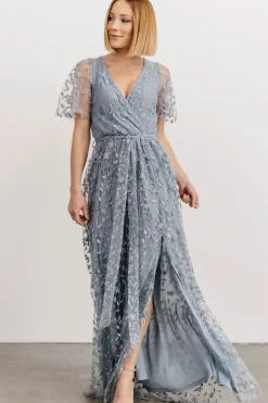 Baltic Born SALE|Marseille Embossed Maxi Dress | Dusty Blue