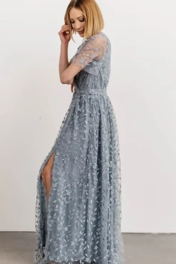 Baltic Born SALE|Marseille Embossed Maxi Dress | Dusty Blue
