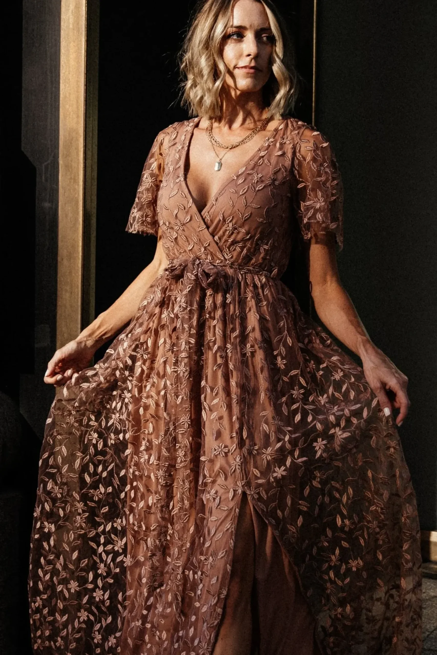 Baltic Born SALE|Marseille Embossed Maxi Dress | Nude Rose
