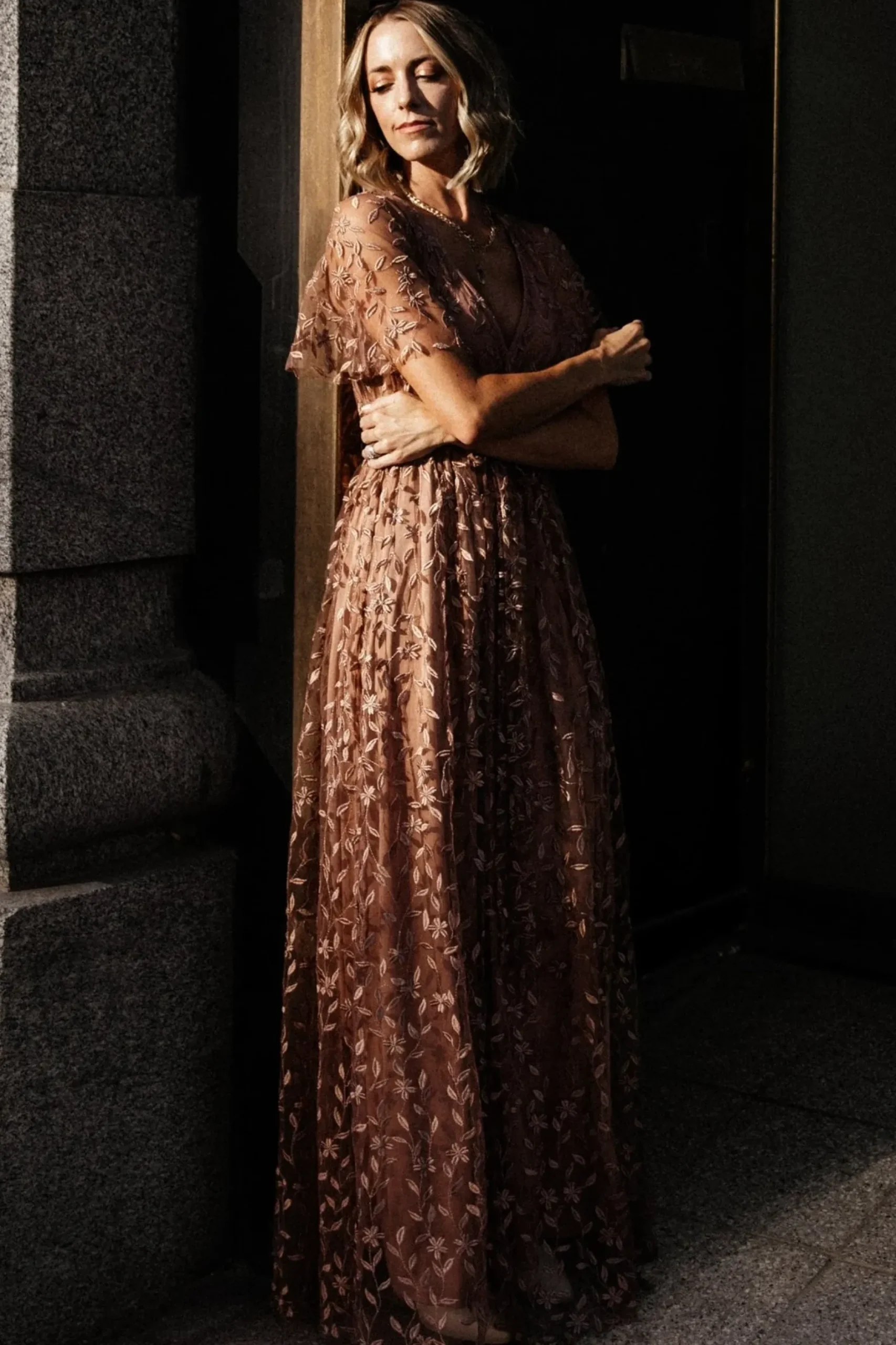 Baltic Born SALE|Marseille Embossed Maxi Dress | Nude Rose