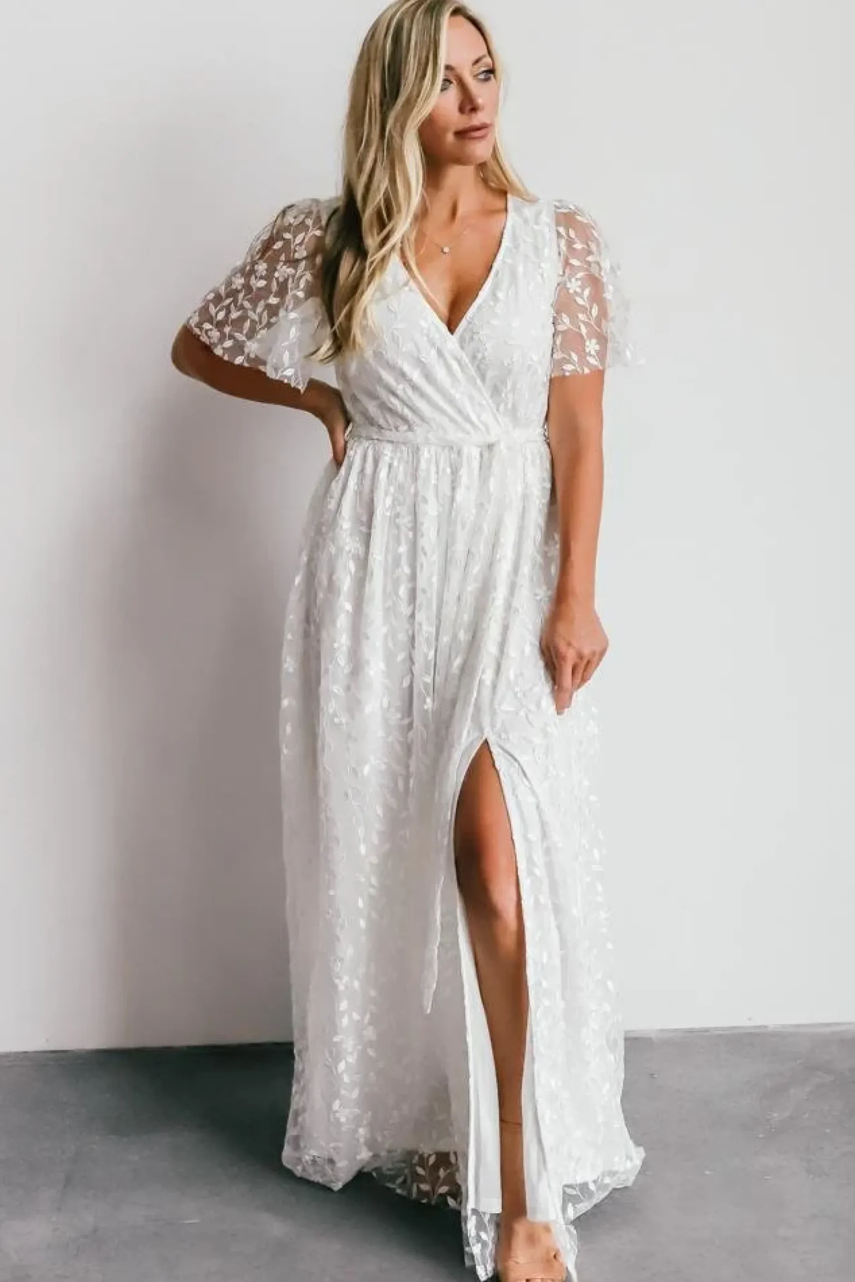 Baltic Born SALE|Marseille Embossed Maxi Dress | White