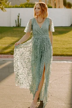 Baltic Born SALE|Marseille Embossed Maxi Dress | Eucalyptus