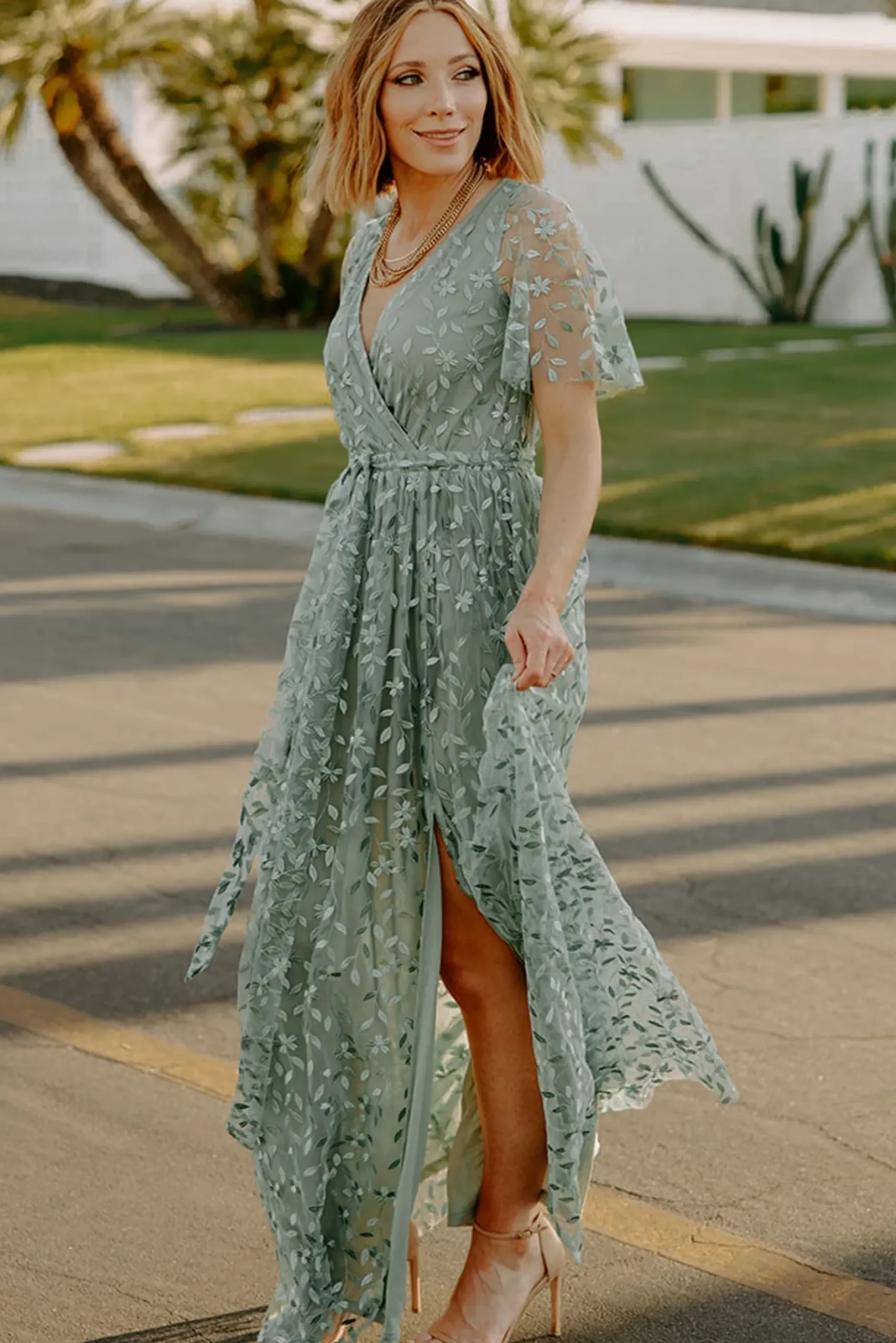Baltic Born SALE|Marseille Embossed Maxi Dress | Eucalyptus