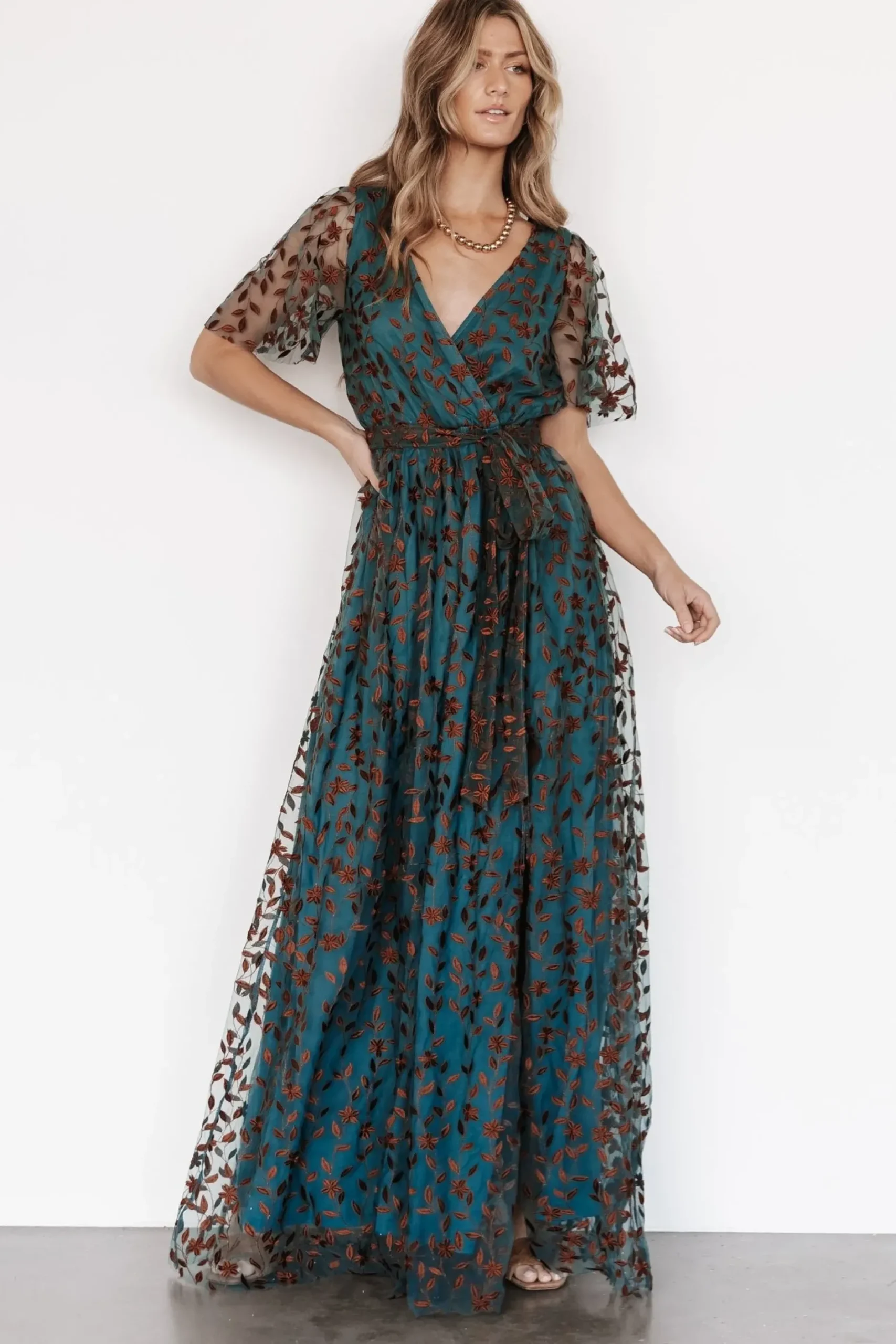 Baltic Born SALE|Marseille Embossed Maxi Dress | Jade + Bronze
