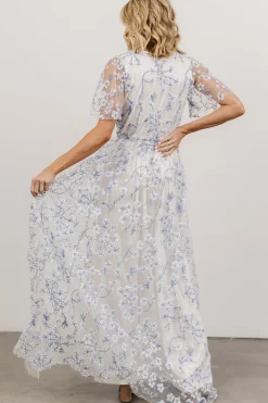 Baltic Born SALE|Marseille Embossed Maxi Dress | Blue Blossom