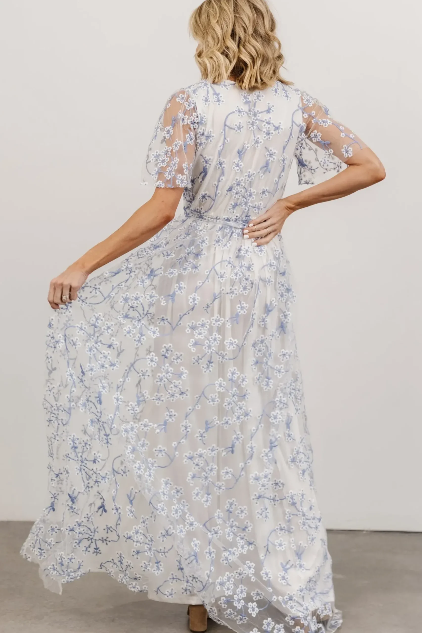 Baltic Born SALE|Marseille Embossed Maxi Dress | Blue Blossom