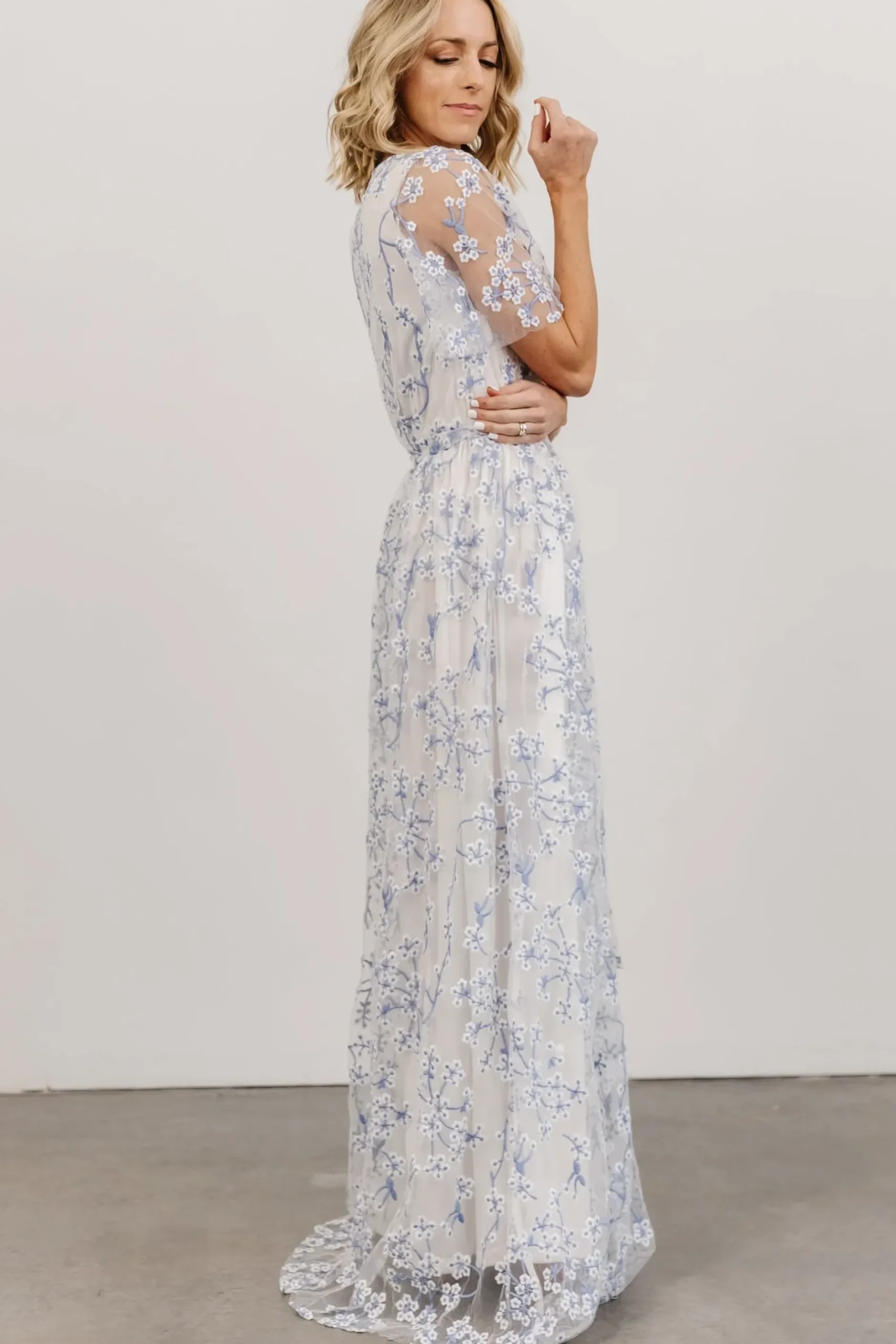 Baltic Born SALE|Marseille Embossed Maxi Dress | Blue Blossom