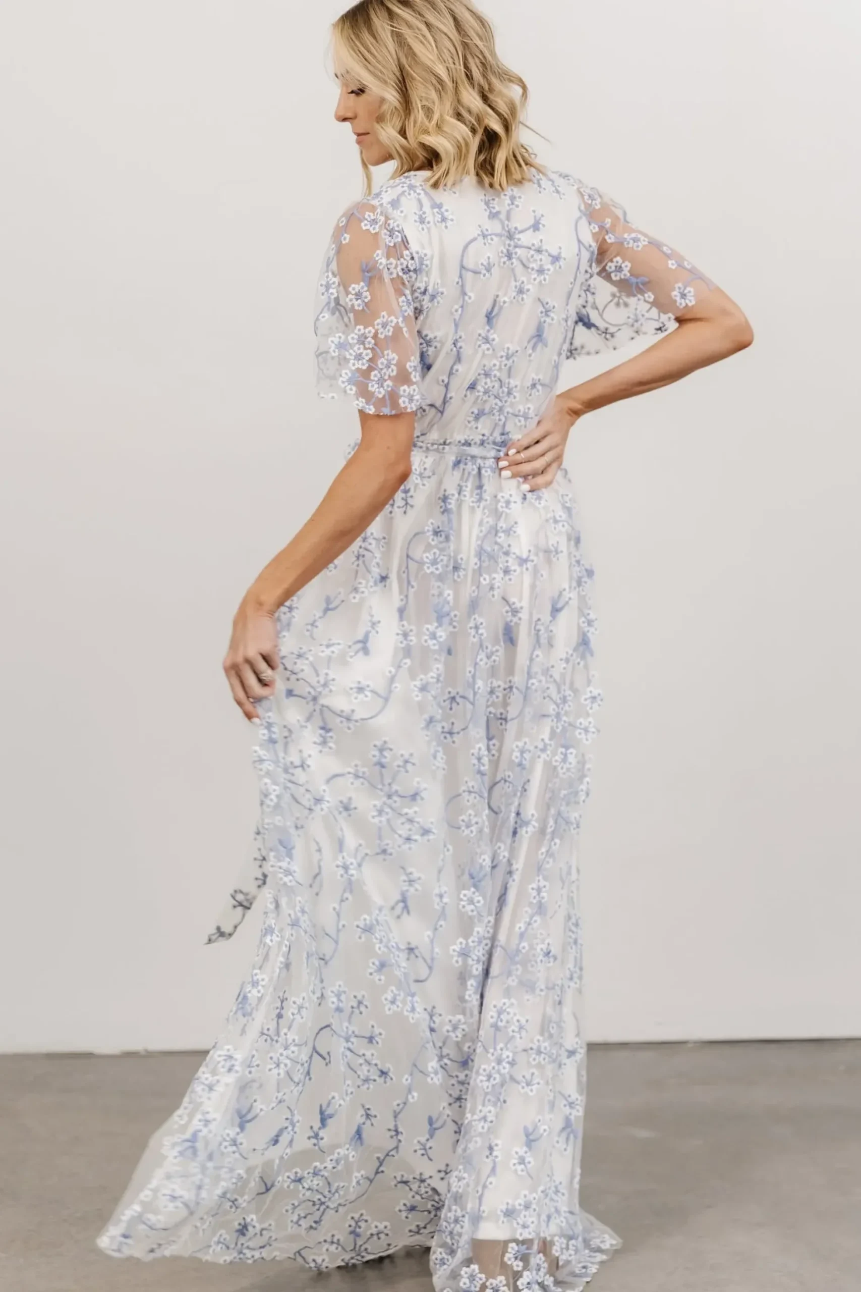 Baltic Born SALE|Marseille Embossed Maxi Dress | Blue Blossom