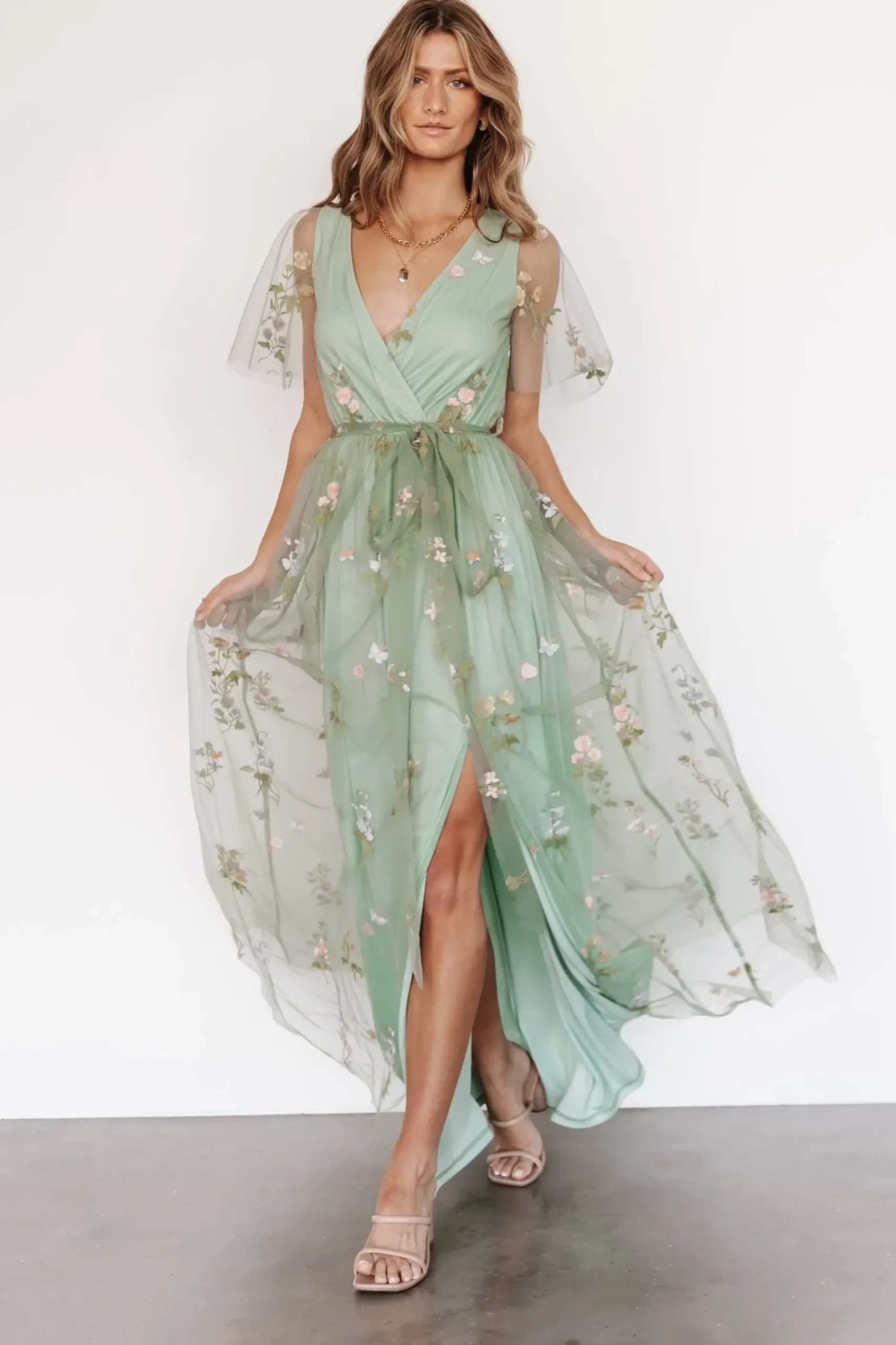 Baltic Born SALE|Marseille Embossed Maxi Dress | Sage Floral