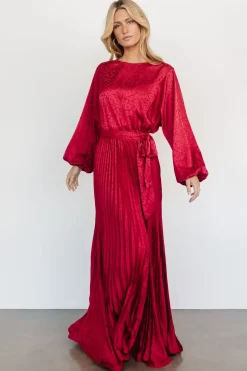 Baltic Born COMING SOON|Marva Pleated Maxi Dress | Wine