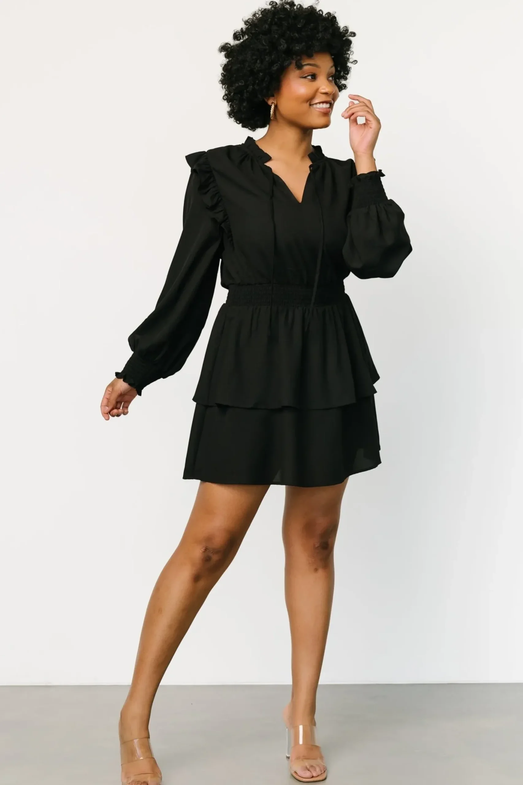 Baltic Born short dresses|EXTENDED SIZING|Maylee Tiered Short Dress | Black