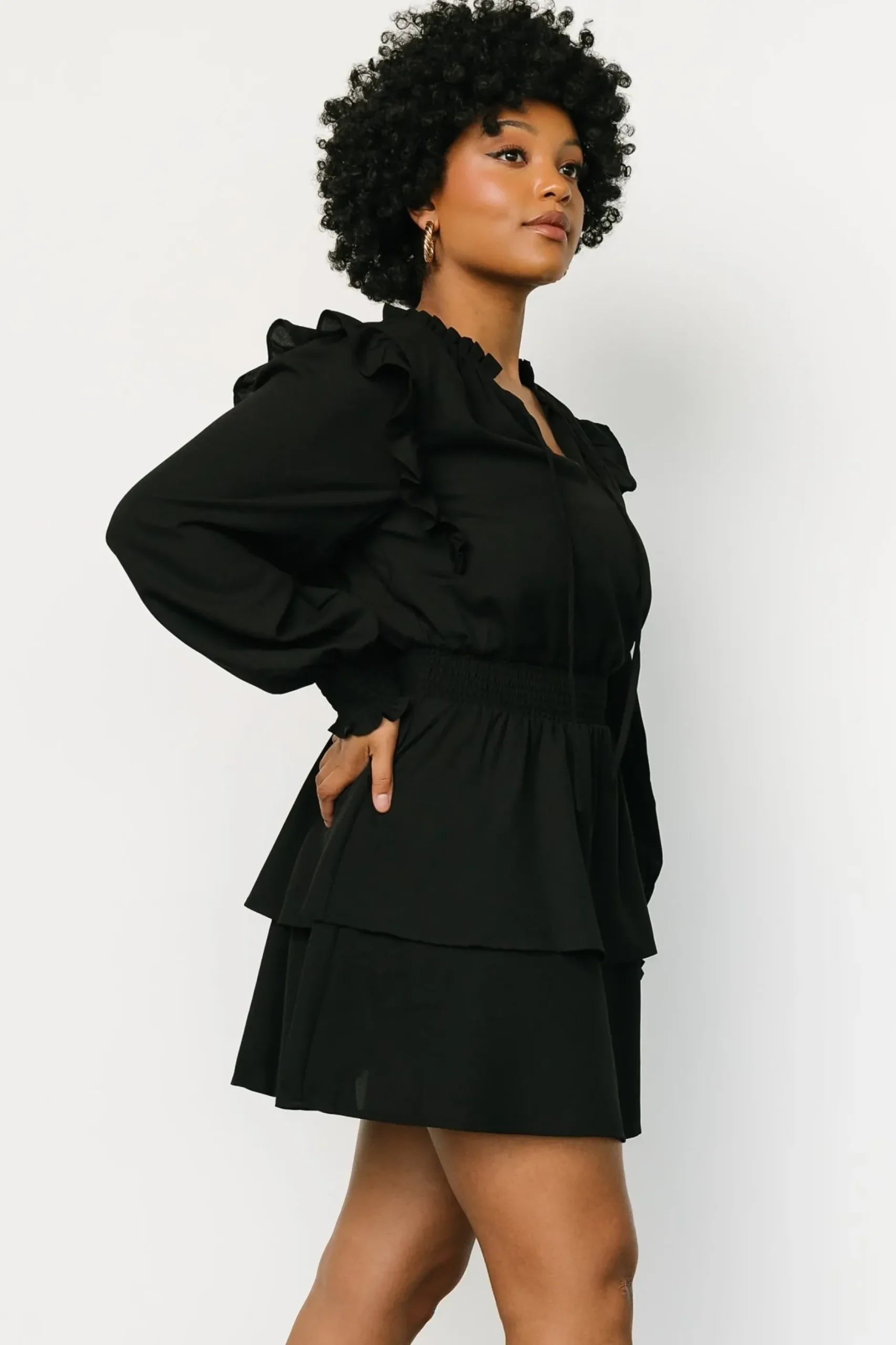 Baltic Born short dresses|EXTENDED SIZING|Maylee Tiered Short Dress | Black