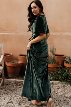 Baltic Born maxi dresses|WEDDING SUITE|Meghan Velvet Wrap Maxi Dress | Deep Green