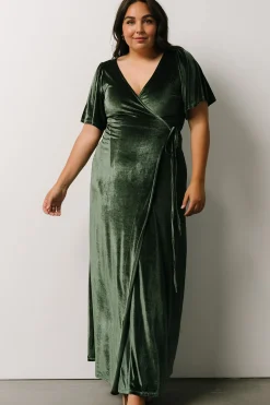 Baltic Born maxi dresses|WEDDING SUITE|Meghan Velvet Wrap Maxi Dress | Deep Green