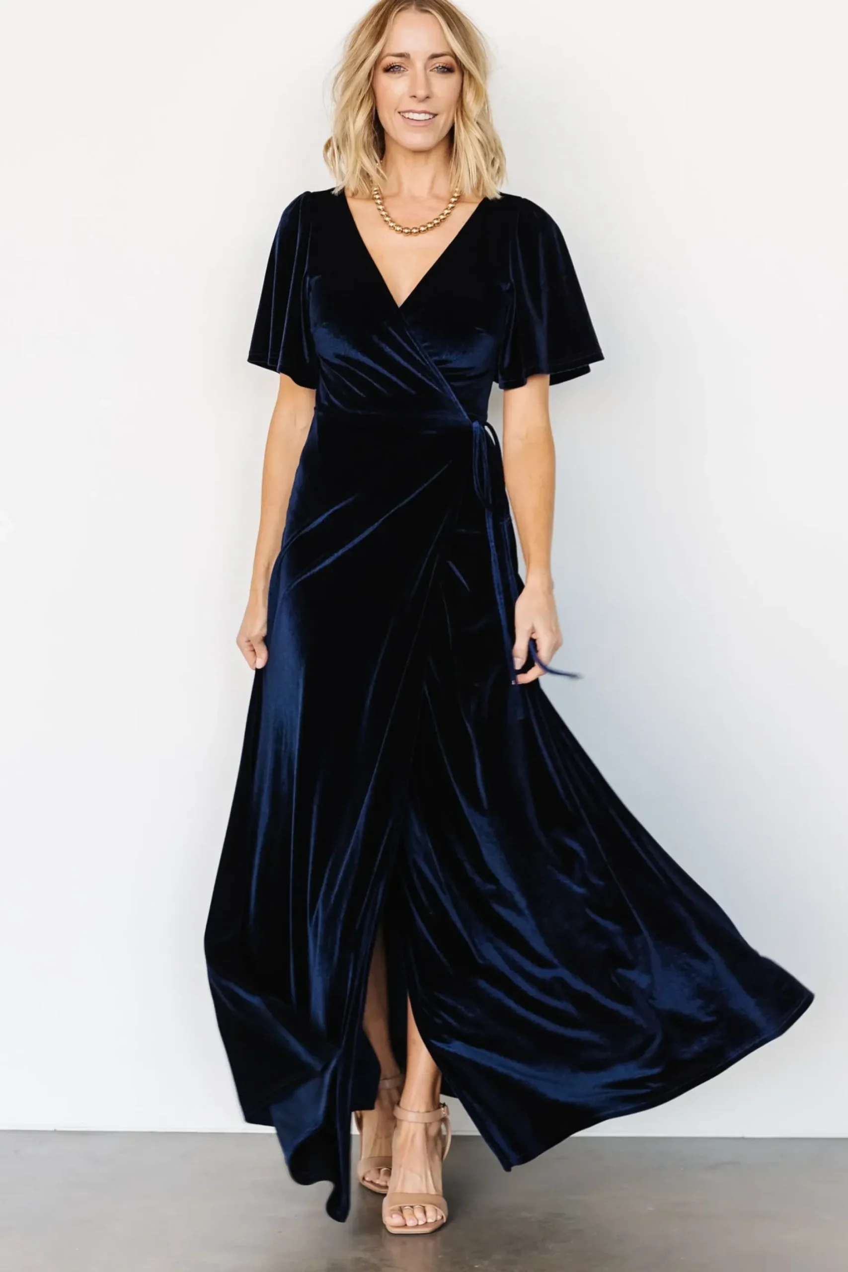 Baltic Born maxi dresses|WEDDING SUITE|Meghan Velvet Wrap Maxi Dress | Navy