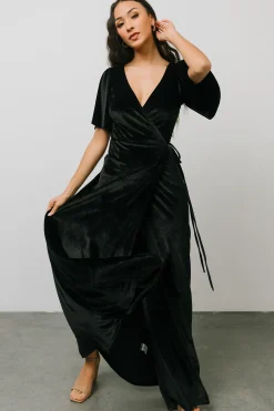 Baltic Born maxi dresses|WEDDING SUITE|Meghan Velvet Wrap Maxi Dress | Black