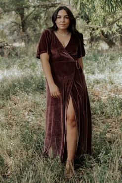 Baltic Born maxi dresses|WEDDING SUITE|Meghan Velvet Wrap Maxi Dress | Dusty Plum