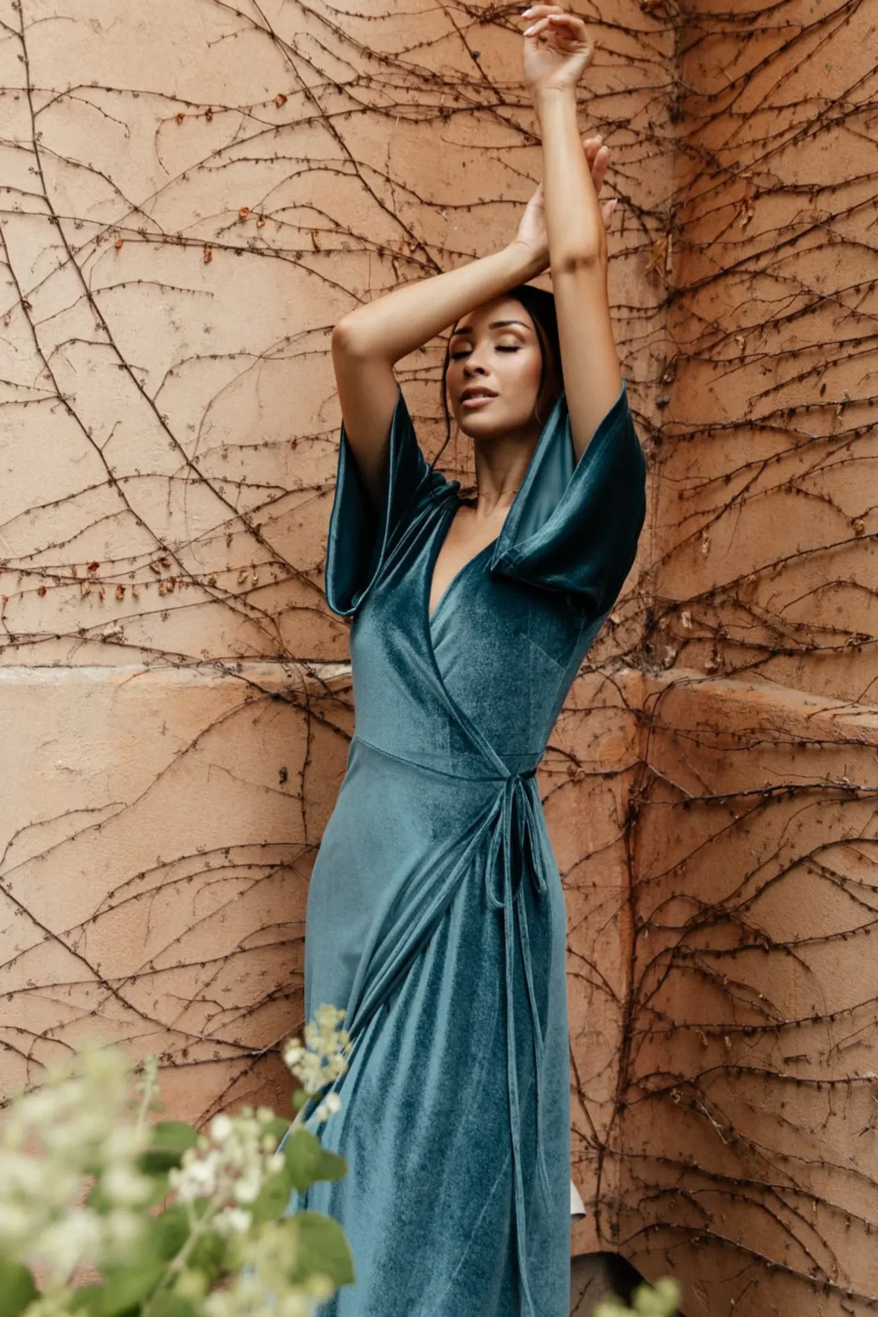 Baltic Born maxi dresses|WEDDING SUITE|Meghan Velvet Wrap Maxi Dress | Persian Blue