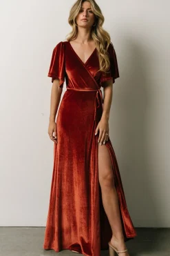 Baltic Born maxi dresses|WEDDING SUITE|Meghan Velvet Wrap Maxi Dress | Terracotta