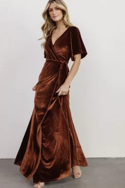Baltic Born maxi dresses|WEDDING SUITE|Meghan Velvet Wrap Maxi Dress | Bronze