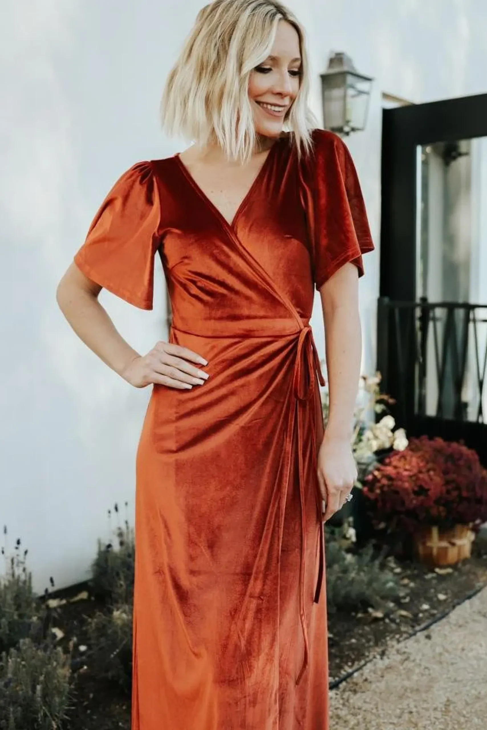 Baltic Born maxi dresses|WEDDING SUITE|Meghan Velvet Wrap Maxi Dress | Rust