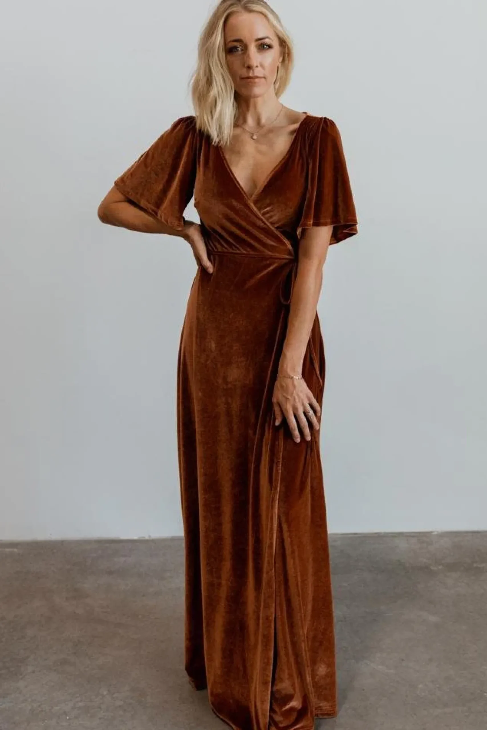 Baltic Born maxi dresses|WEDDING SUITE|Meghan Velvet Wrap Maxi Dress | Spice