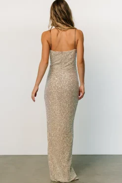 Baltic Born embellished + sequined|Melania Sequin Gown | Natural