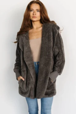 Baltic Born outerwear|Melrose Teddy Jacket | Dark Gray