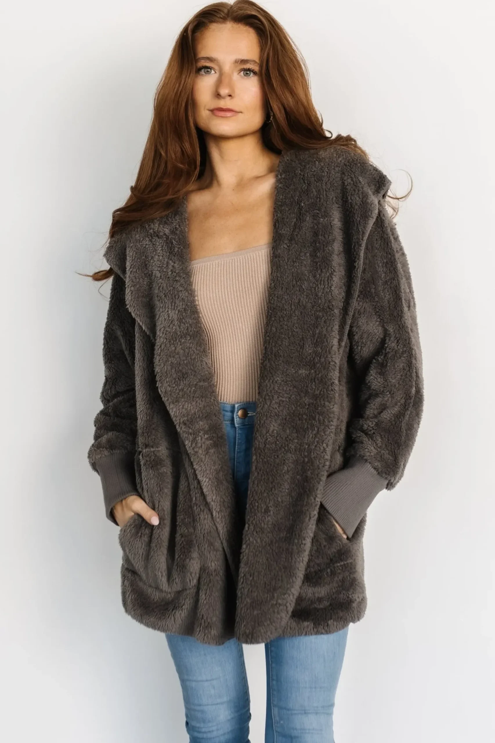 Baltic Born outerwear|Melrose Teddy Jacket | Dark Gray