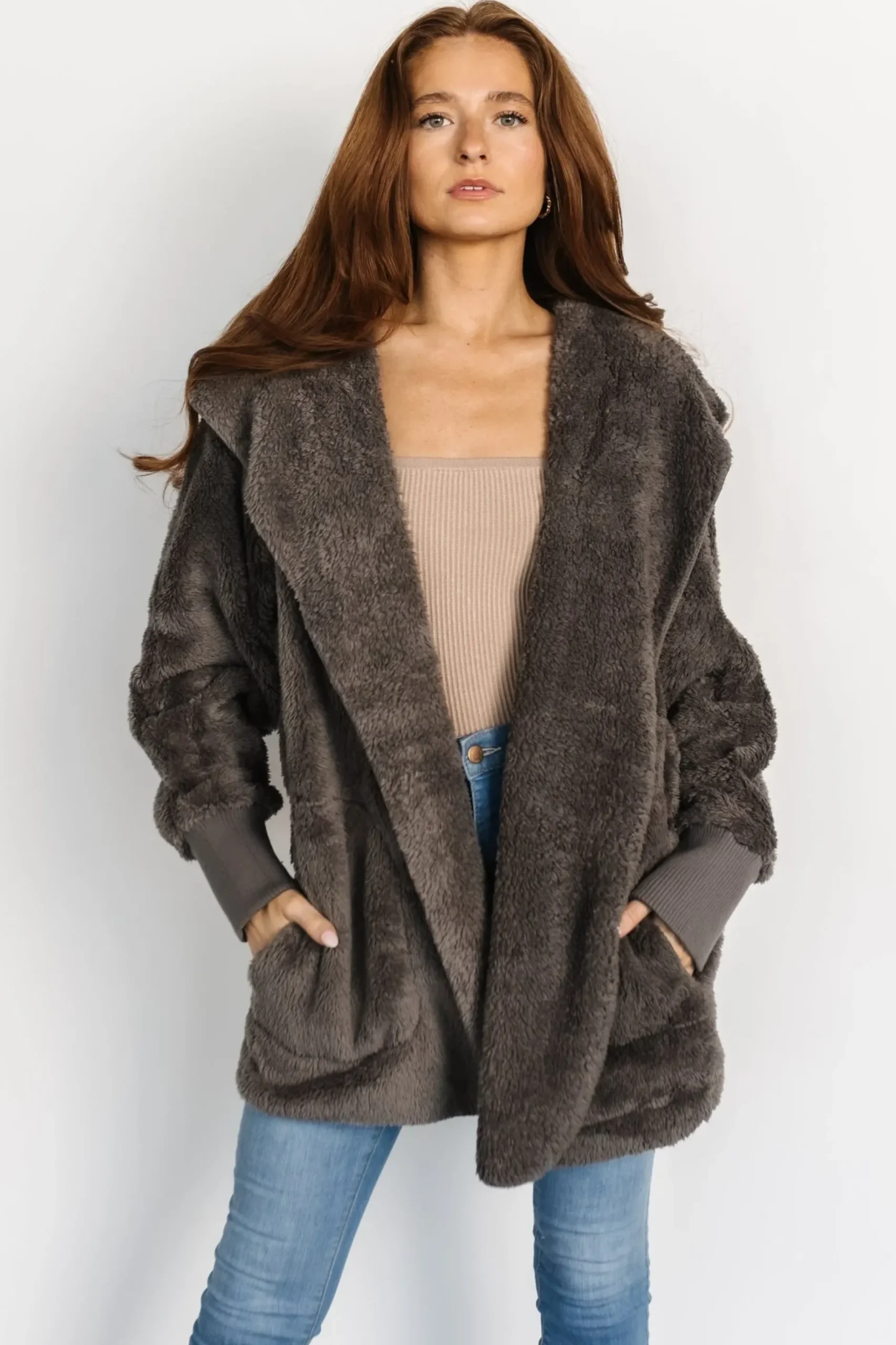 Baltic Born outerwear|Melrose Teddy Jacket | Dark Gray