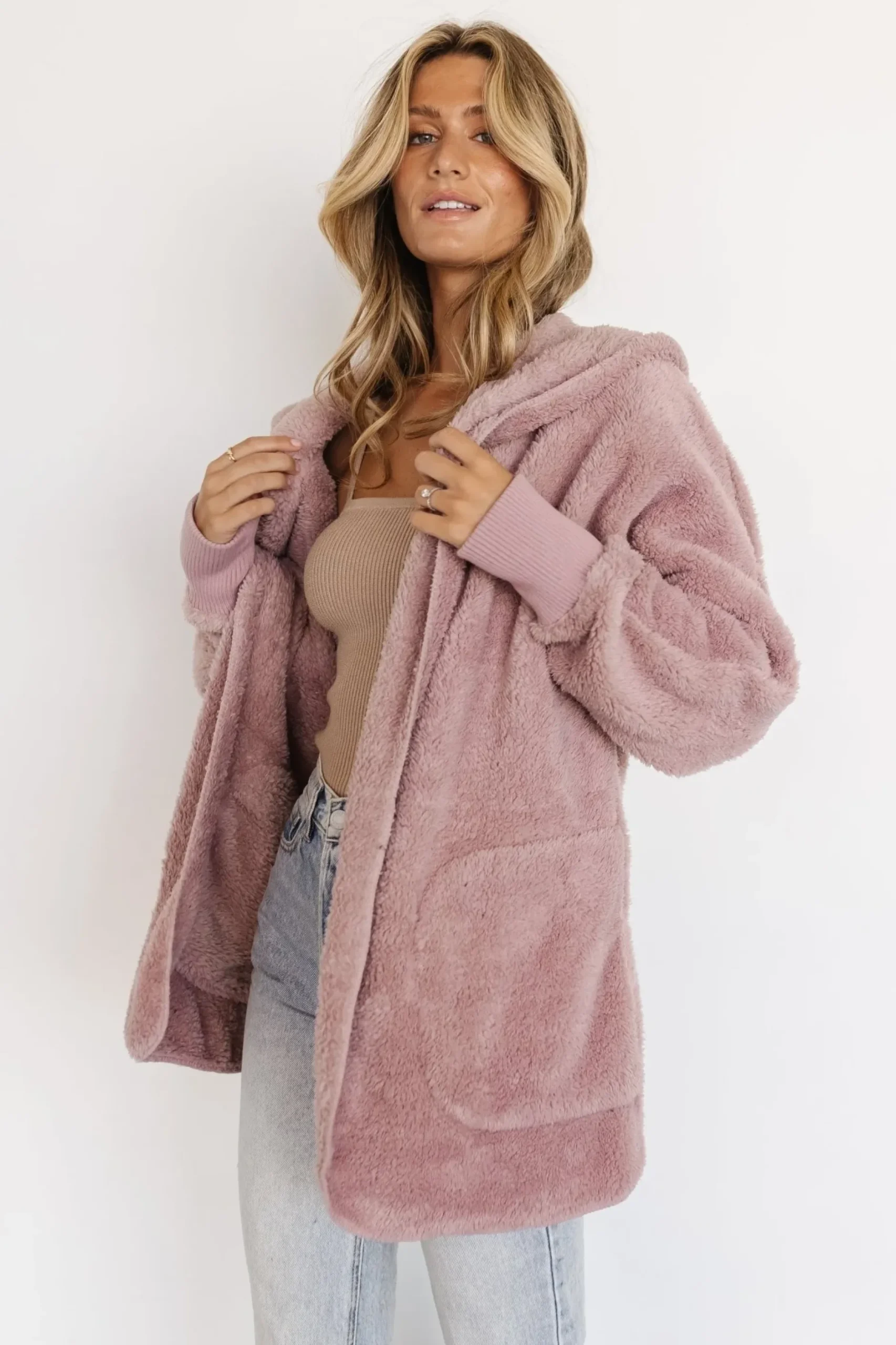 Baltic Born outerwear|Melrose Teddy Jacket | Dusty Lilac