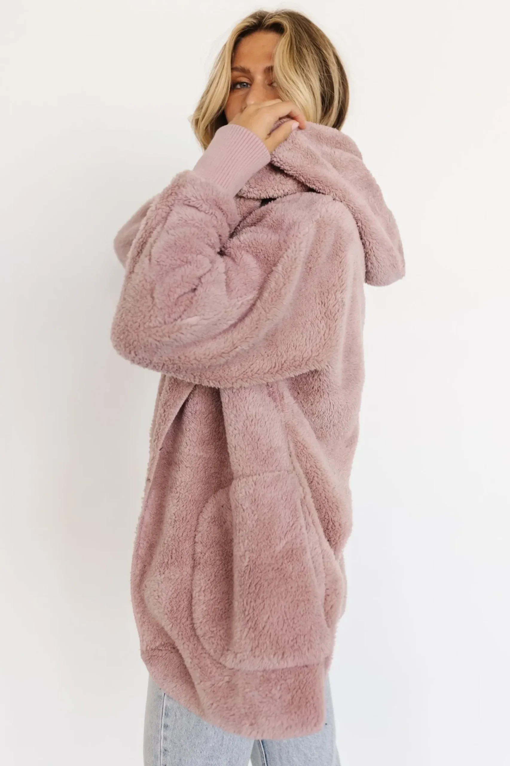 Baltic Born outerwear|Melrose Teddy Jacket | Dusty Lilac