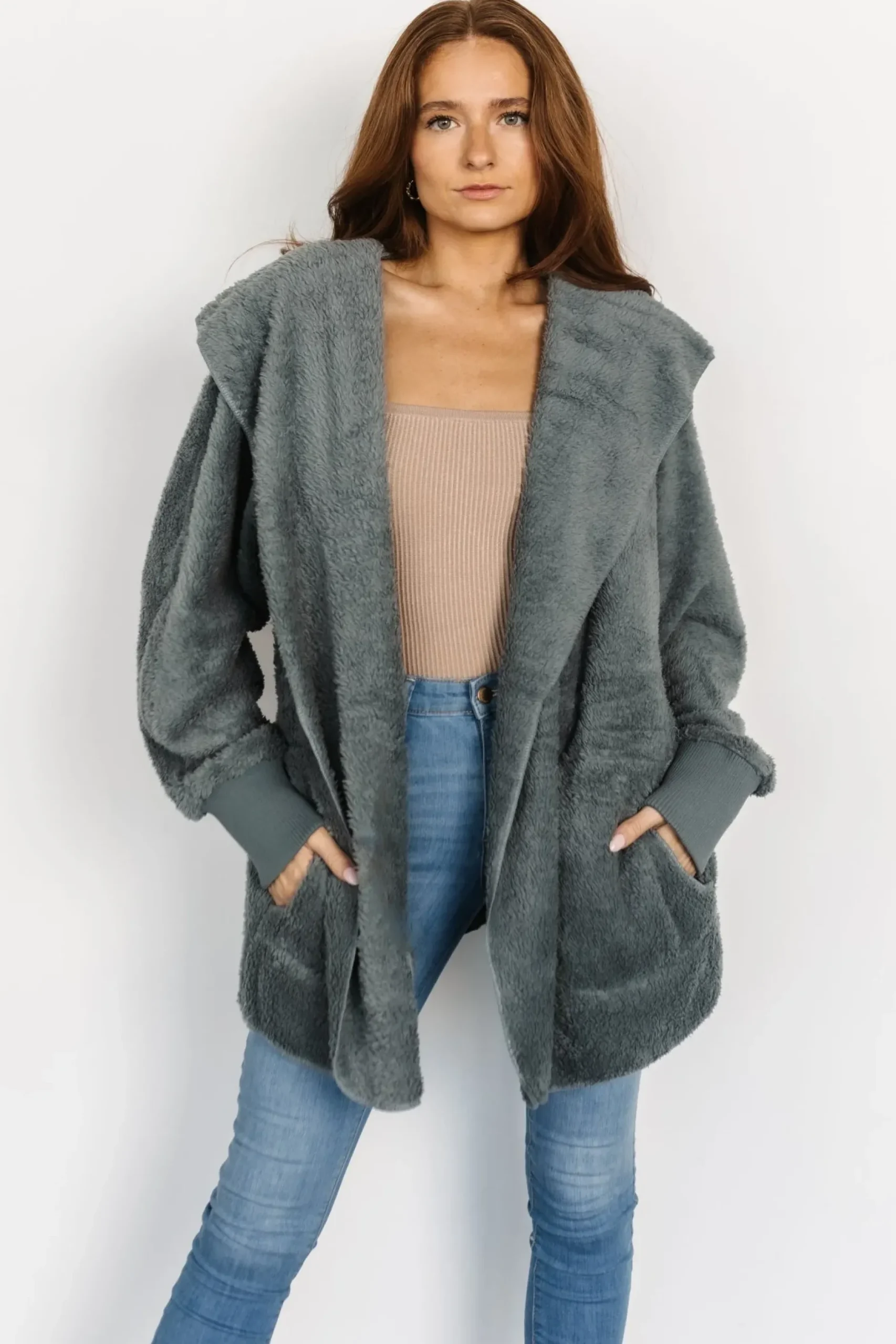 Baltic Born outerwear|Melrose Teddy Jacket | Dusty Blue