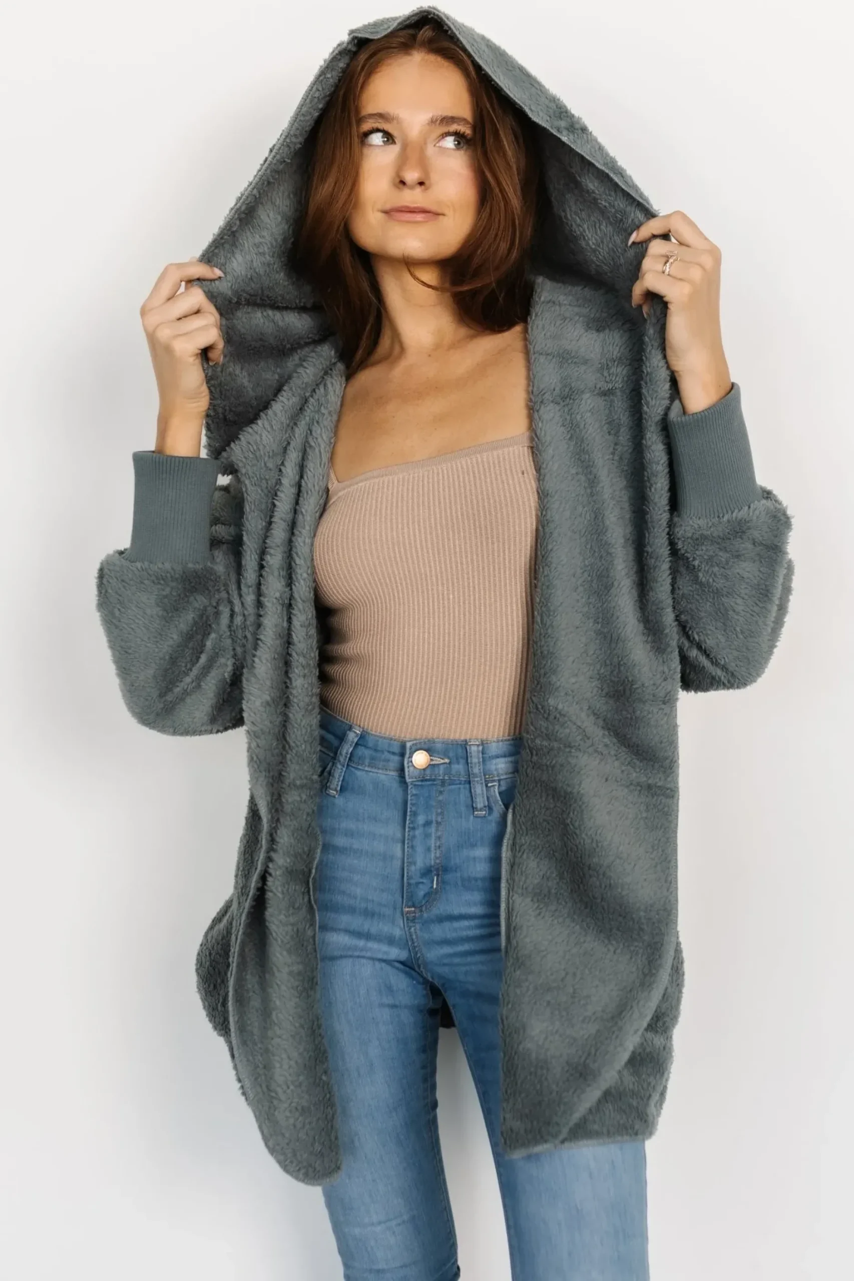 Baltic Born outerwear|Melrose Teddy Jacket | Dusty Blue