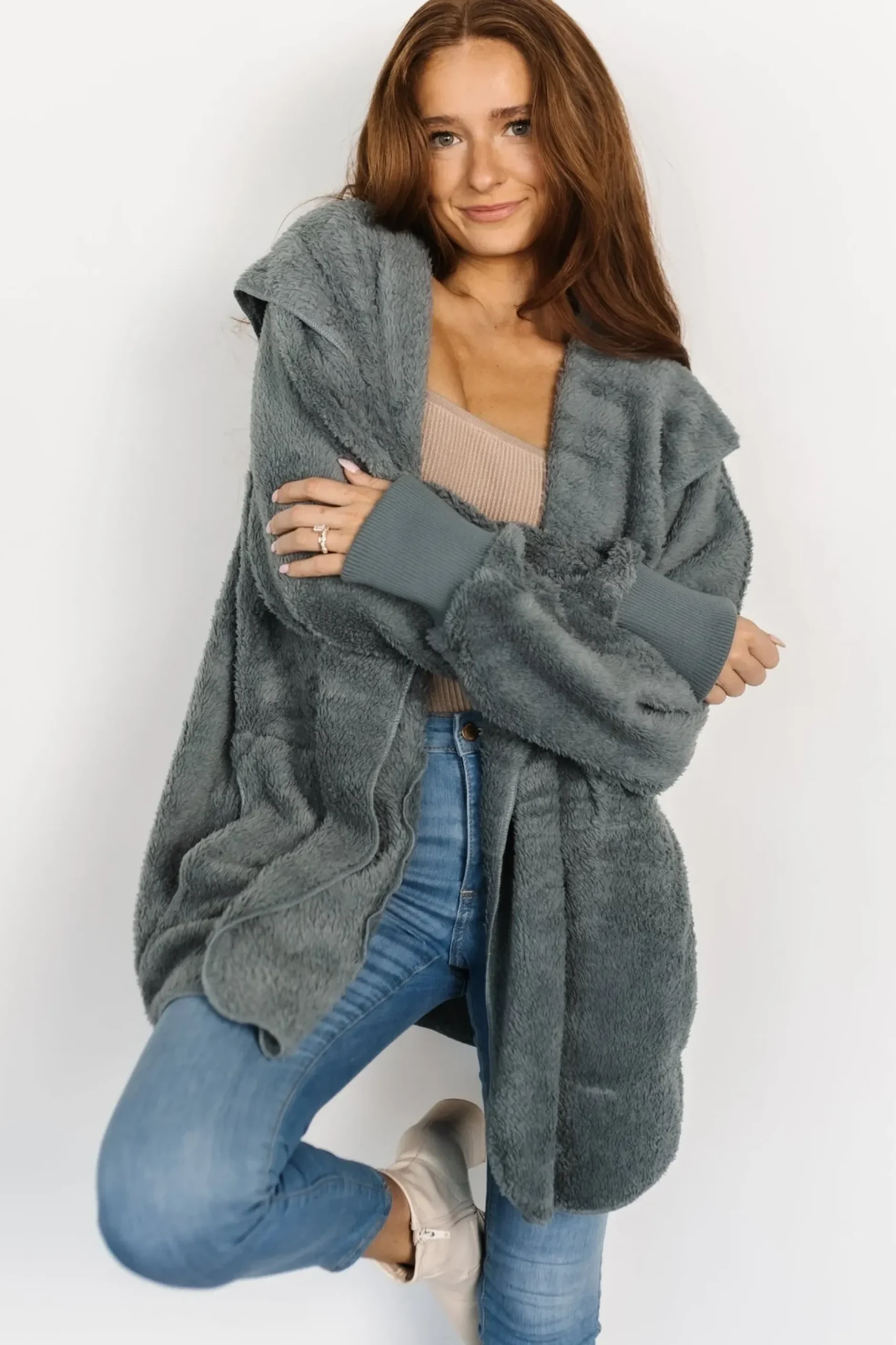 Baltic Born outerwear|Melrose Teddy Jacket | Dusty Blue