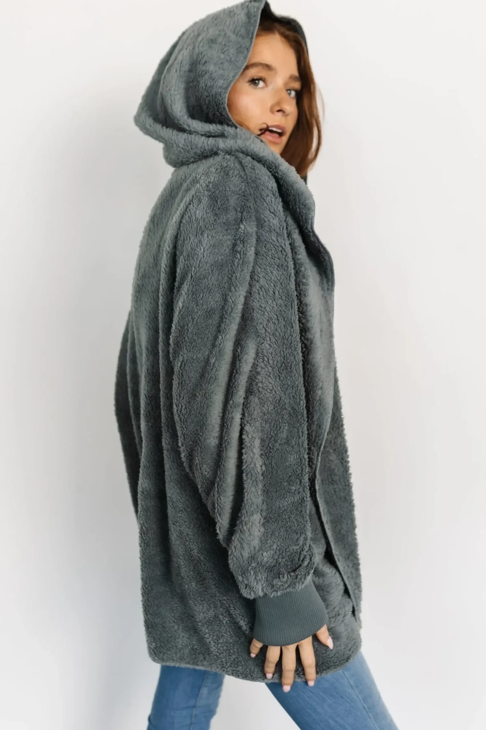 Baltic Born outerwear|Melrose Teddy Jacket | Dusty Blue