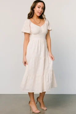 Baltic Born SALE|Mildred Embroidered Midi Dress | Vintage Cream