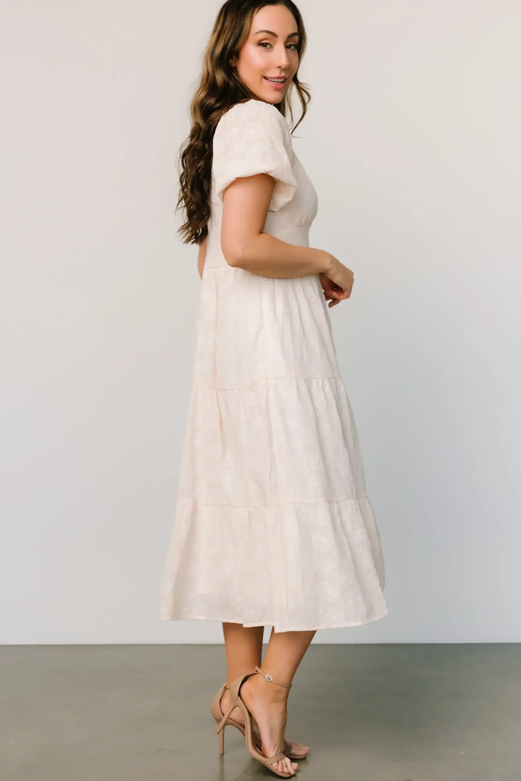 Baltic Born SALE|Mildred Embroidered Midi Dress | Vintage Cream