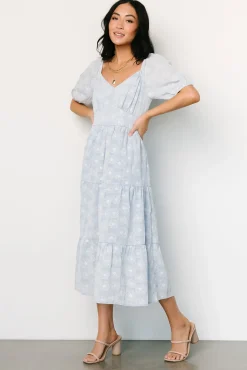 Baltic Born SALE|Mildred Embroidered Midi Dress | Light Blue