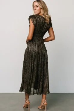 Baltic Born COMING SOON|Miley Pleated Shimmer Dress | Gold