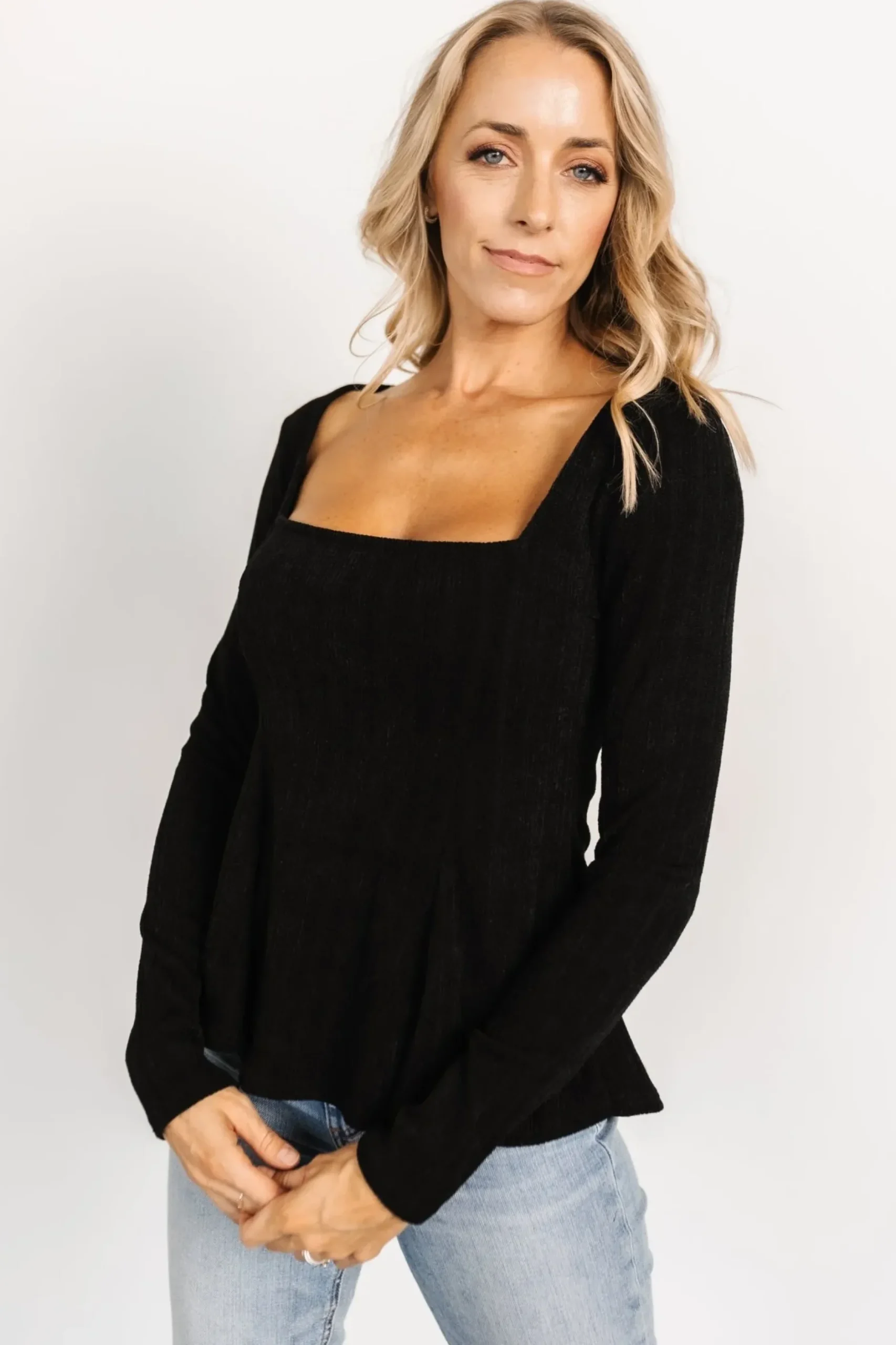 Baltic Born blouses + shirts|Murphy Square Neck Top | Black
