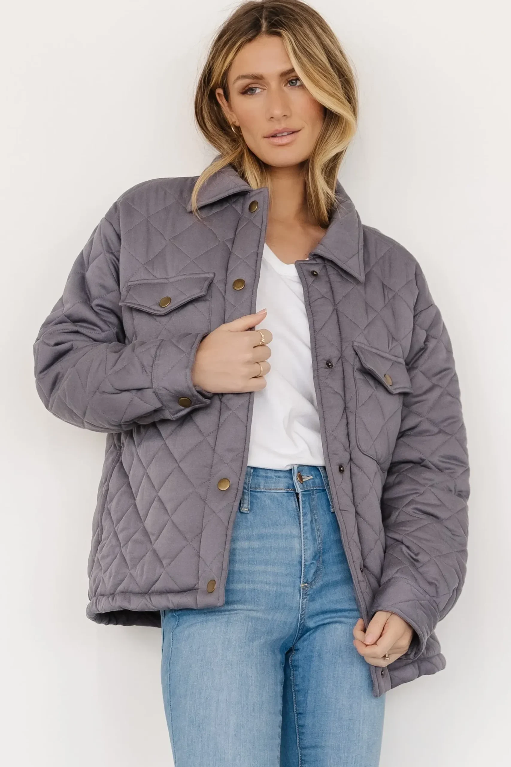 Baltic Born TOPS|outerwear|Nadia Button Up Jacket | Slate