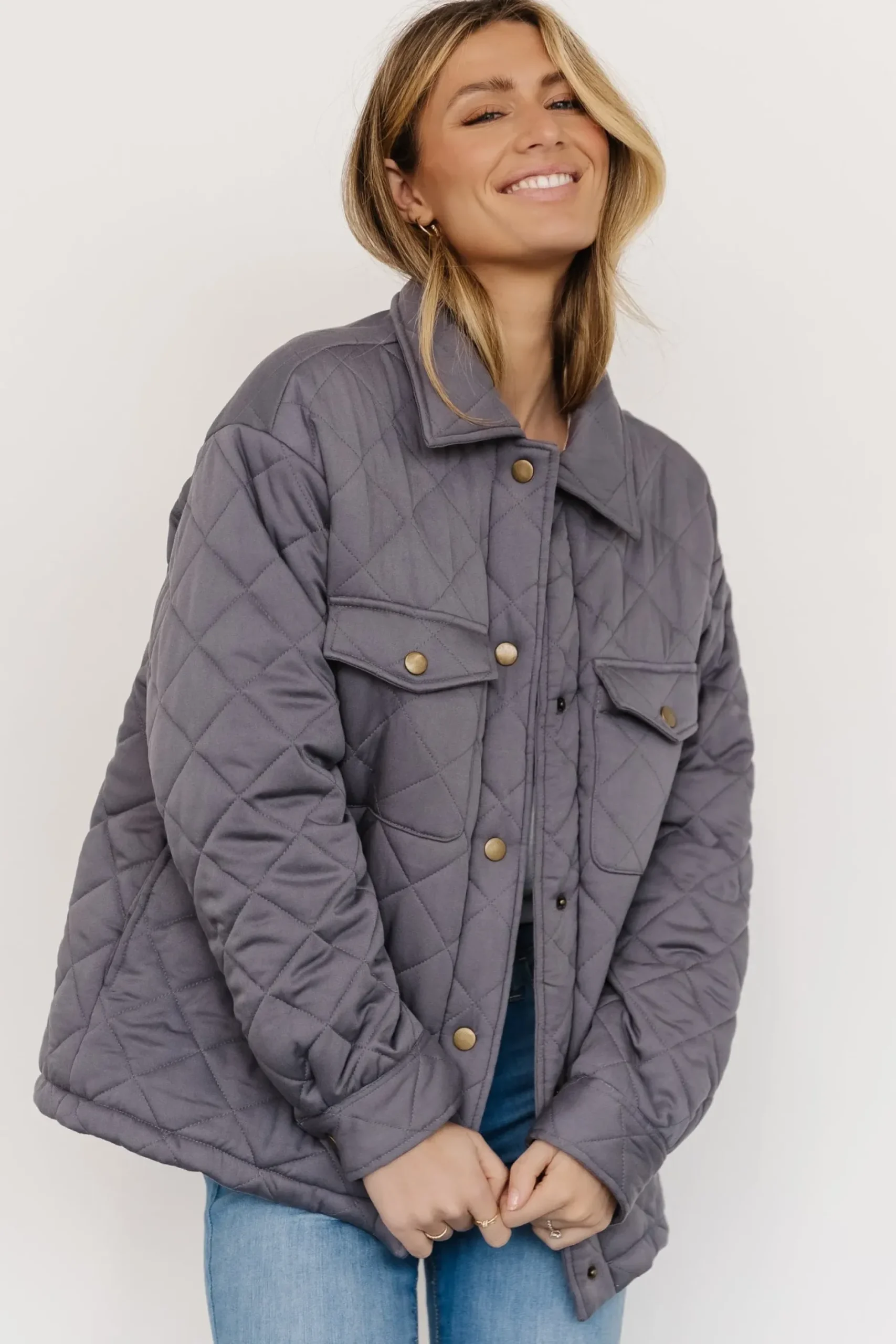 Baltic Born TOPS|outerwear|Nadia Button Up Jacket | Slate
