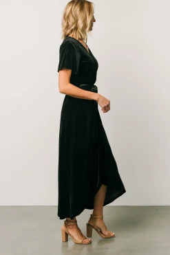 Baltic Born midi dresses|bump friendly|Nadine Velvet Midi Dress | Black