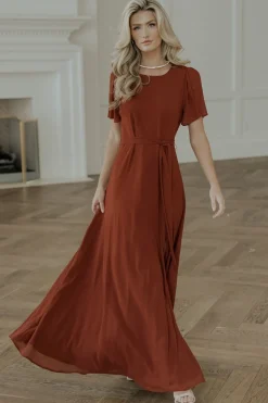 Baltic Born BEST SELLERS|Naomi Short Sleeve Maxi Dress | Cinnamon