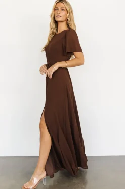 Baltic Born BEST SELLERS|Naomi Short Sleeve Maxi Dress | Espresso