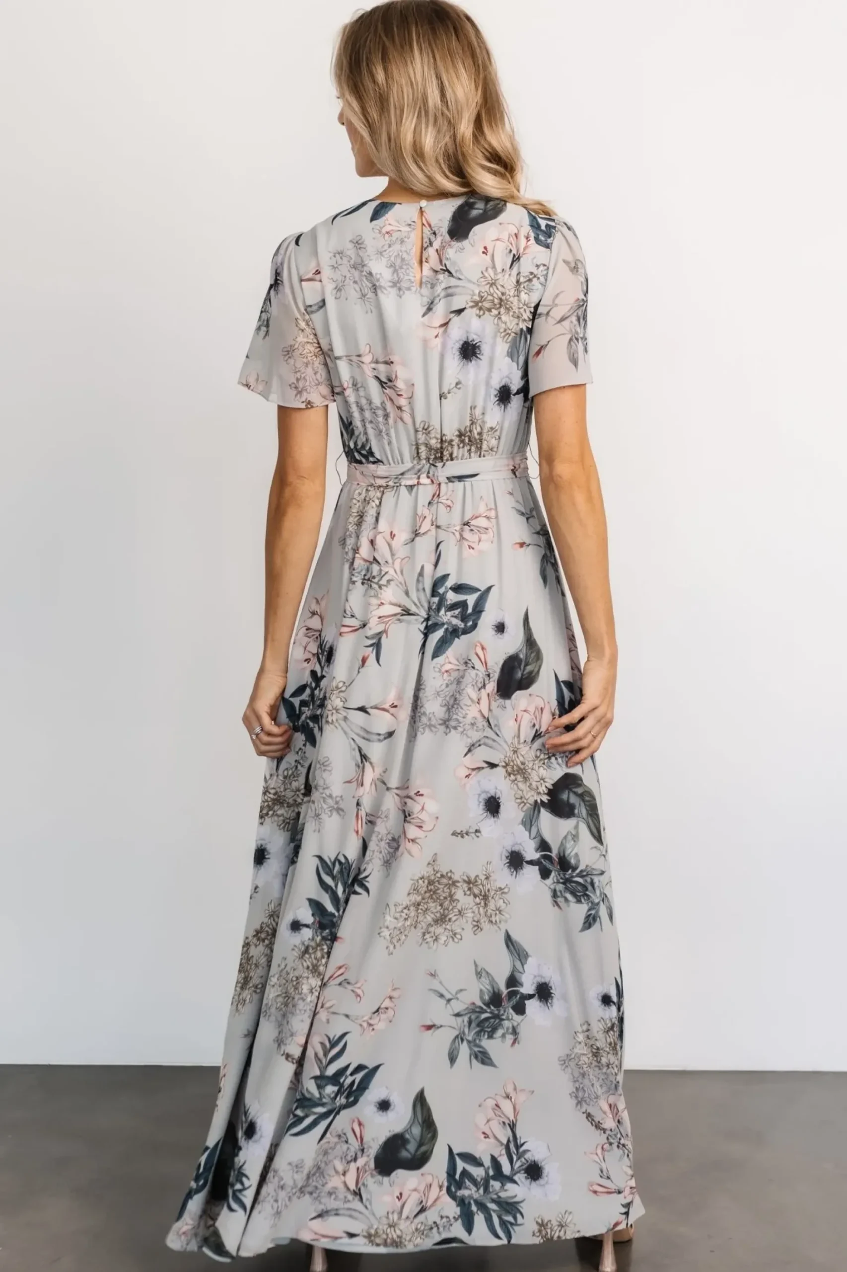 Baltic Born BEST SELLERS|Naomi Short Sleeve Maxi Dress | Pale Blue Floral