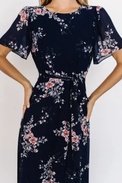 Baltic Born BEST SELLERS|Naomi Short Sleeve Maxi Dress | Navy Floral
